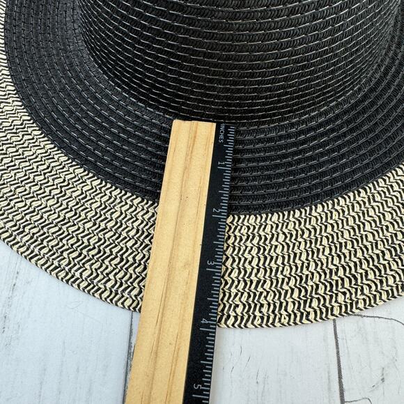 NWT Time and Tru Black Striped Packable Adjustable Floppy Straw Hat One Size - Picture 8 of 8